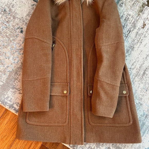 J.Crew Chateau Parka Jacket Italian Stadium-Cloth Wool ACORN Size 4 - Picture 3 of 7
